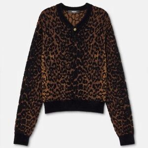 Versace leopard jacquard chenille knit sweater